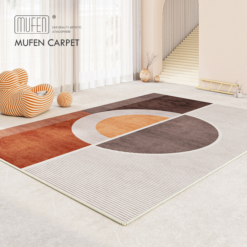 Modern light luxury gray carpet living room coffee table bedroom simple style abstract striped bedside blanket home non-slip floor mat