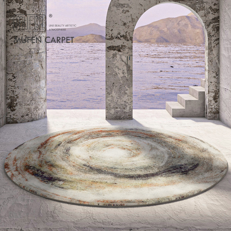 Round carpet living room wabi-sabi style bedside blanket bedroom advanced study modern minimalist swivel chair sofa coffee table floor mat