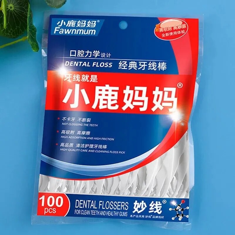 Deer mother bag nursing threader dental braces new product Guihu 4 dental floss stick water drop toothpicking toothpick 1 bag