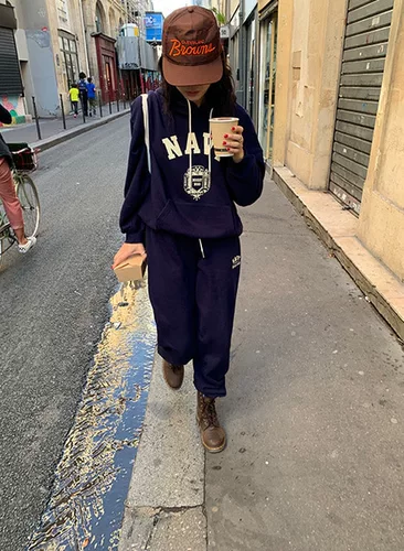 Корея подлинное скромное настроение1110909 плюс хлопок 100%повседневный свитер с капюшоном