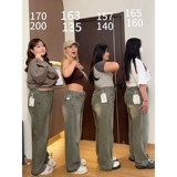 Джинсы, штаны, размер, высокая талия, свободный прямой крой, для формы тела «груша»