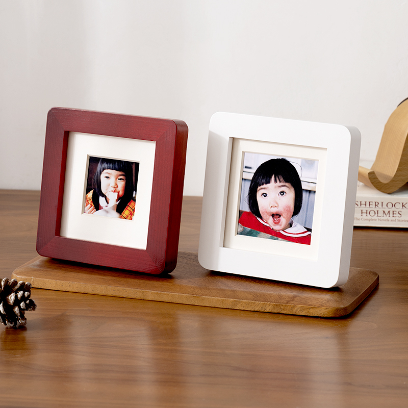 Cartoon Mini Solid Wood Small Photo Frame Table Baby Wedding Id Photo Couple Polaroid DIY Picture Frame Mounting