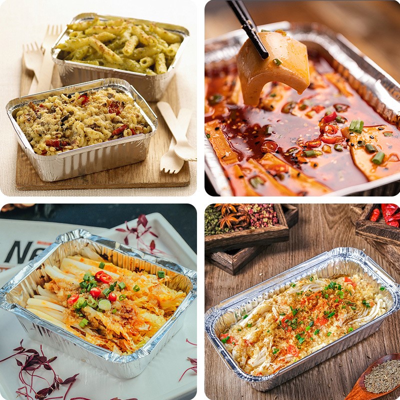 Tinfoil box barbecue special rectangular tinfoil plate bowl grilled fish tinfoil paper delivery one-time packaging aluminum foil lunch box