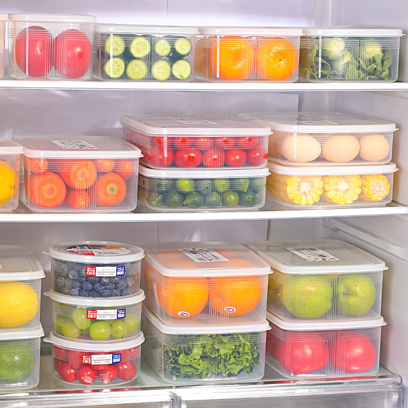 Japan Imported Fridge Containing Box Plastic Preservation Box Rectangular Sealed Box Food Water Dumplings Frozen Finishing Box