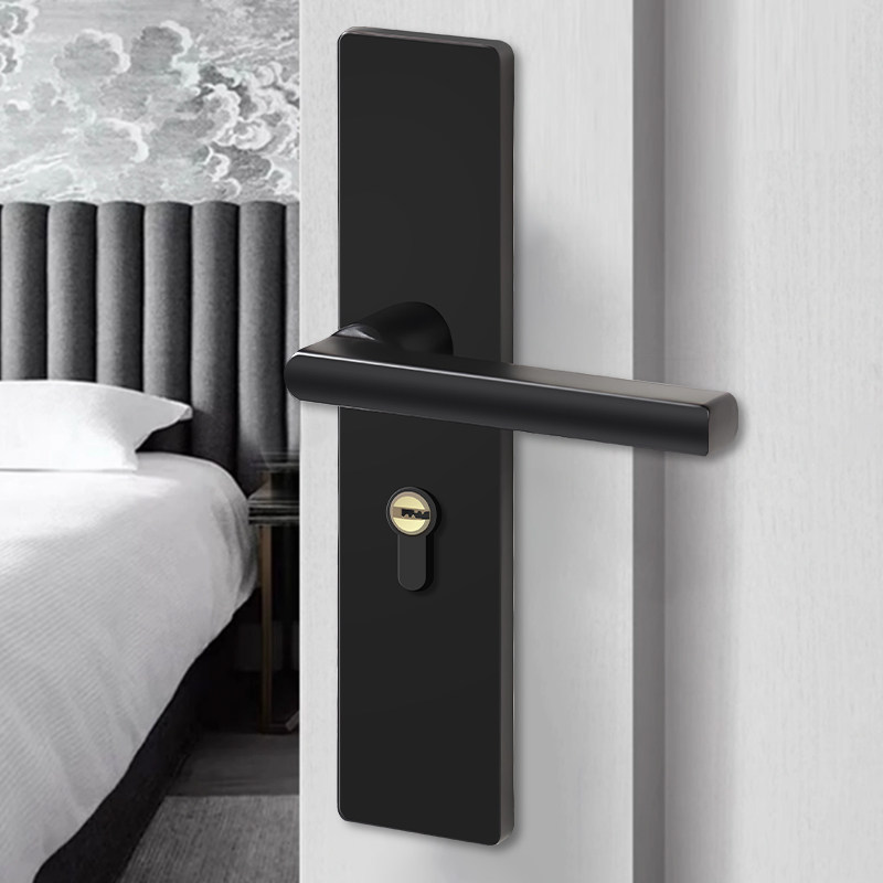 Simple Wooden Door Lock, Universal Indoor Door Lock, Magnetic Split Lock, Silent Bedroom Lock, Black Room Lock