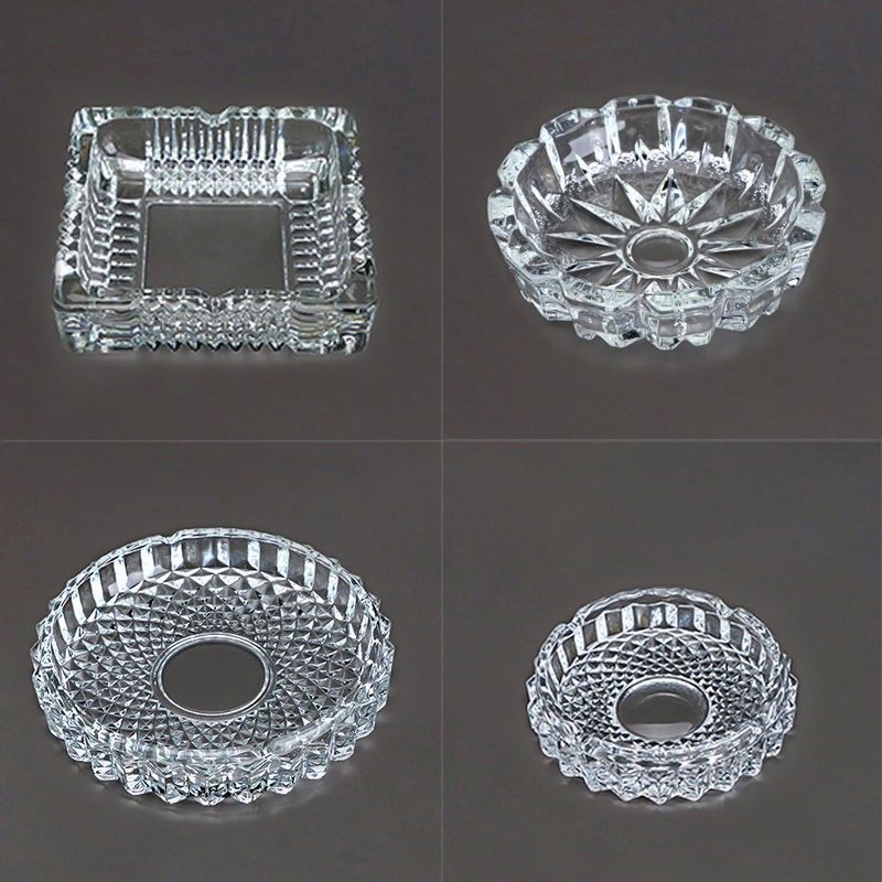 Crystal glass Tobacco Ashtray Home Living Room Chinese Cigar Tobacco Disc Office Tea Table Tea Table Minima Transparent Tobacco Cylinder