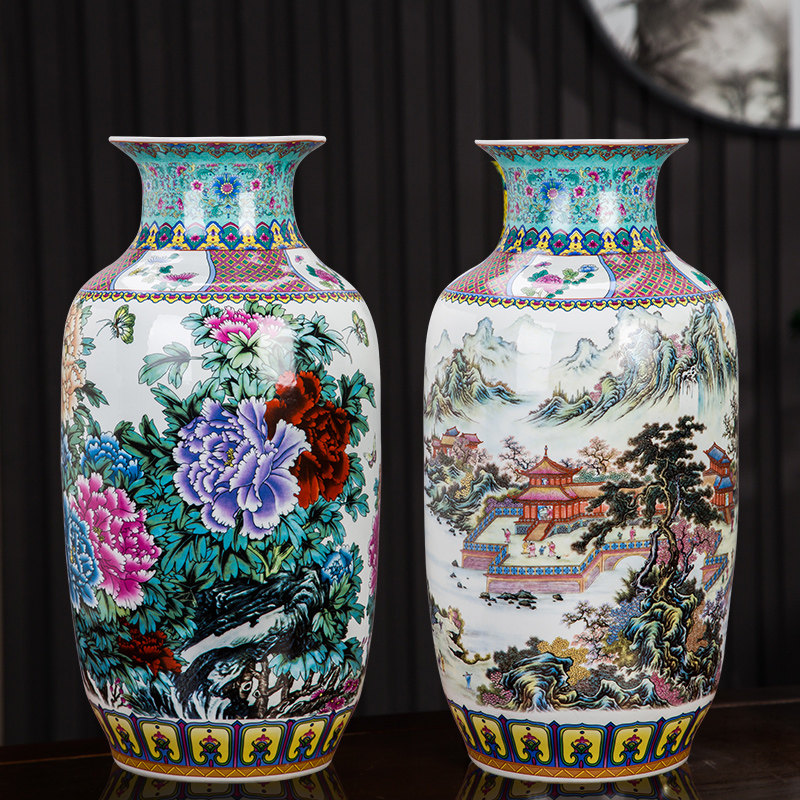 Jingdezhen pottery large vase antique Chinese home living room porch corner TV cabinet floor flower arrangement