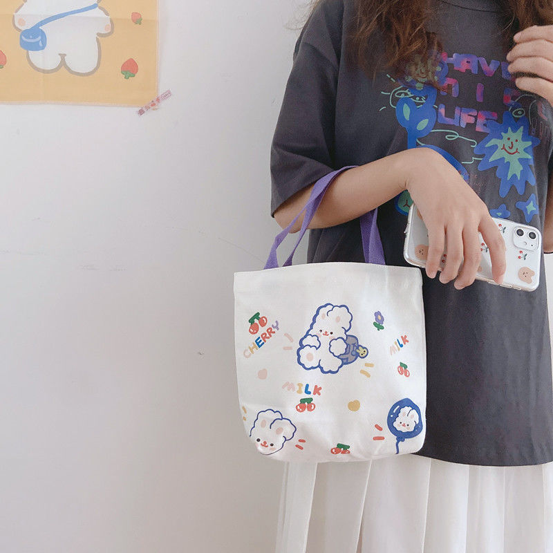 Day series Ins Lazy Wind Portable Sail Cloth Bag Students Large Capacity Cute Casual Minimalist hand carrying small number of bag girls