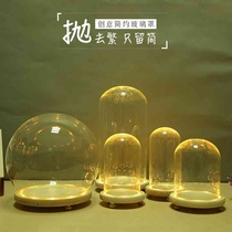 Luminous glass cover dust cover decorative desktop ornaments immortal flowers dried flowers transparent micro landscape glass cover