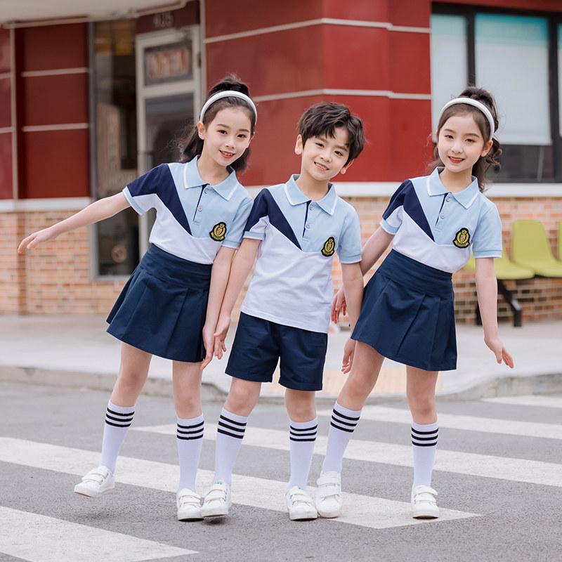 School uniforms for elementary school students summer short-sleeved sports suits children's graduation class uniforms 2021 summer new kindergarten uniforms