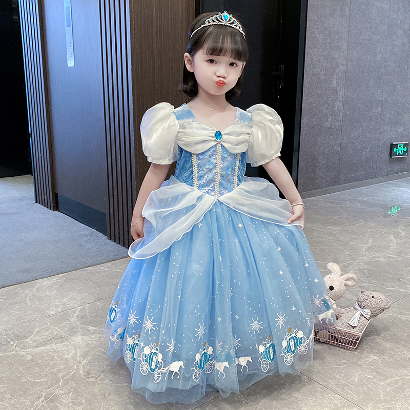 Elsa Skirt Girls Spring and Autumn New Genuine Frozen Cinderella Dress Halloween Children's Costume
