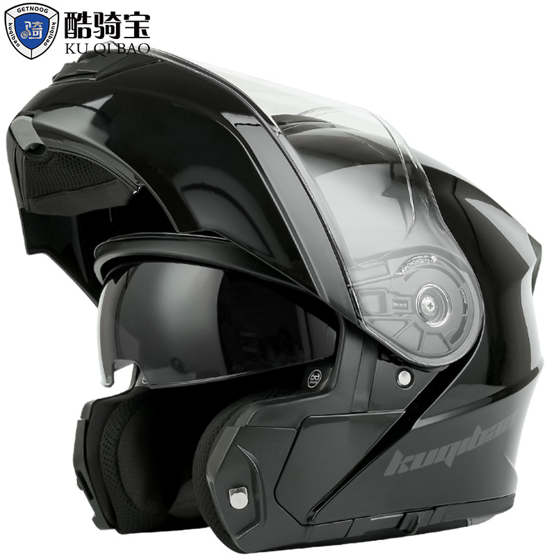KUQIBAO locomotive full helmet double lens uncovered safety helmet for men and women China CCC US DOT European ECE certification