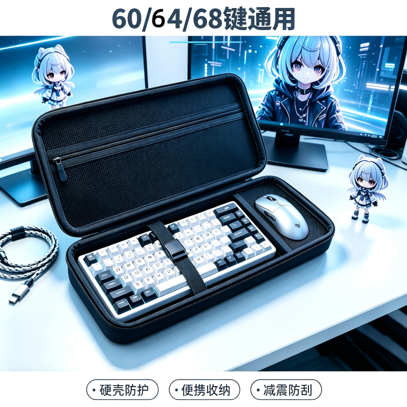 Keyboard Storage Bag, Hard-Shell Waterproof Keyboard and Mouse Bag, Suitable for Maicong Rog Night Demon Little Bee Wooting