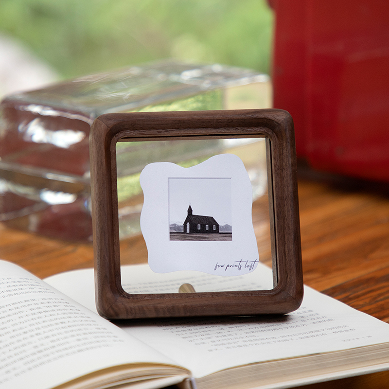 High-End Photo Frame Display Stand 3inch Transparent Frame Solid Wood Mini DIY Simple Double-Sided Photo Printing Small Picture Frame Mounting