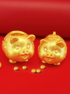 Lingfeng ゴールド純金 999 リトルゴールド豚純金 3D 干支 5 祝福豚かわいい豚動物年節約ゴールドタンク