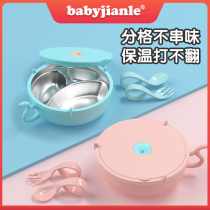 babyjianle baby bodybuilding water injection insulated dinner plate Childrens accessory cutlery suit stainless steel suction cup bowl