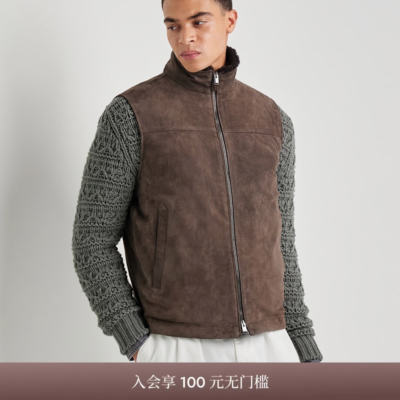 [26 Autumn/Winter New Products] Canali Brown Goatskin Suede Leather Padded Men's Vest