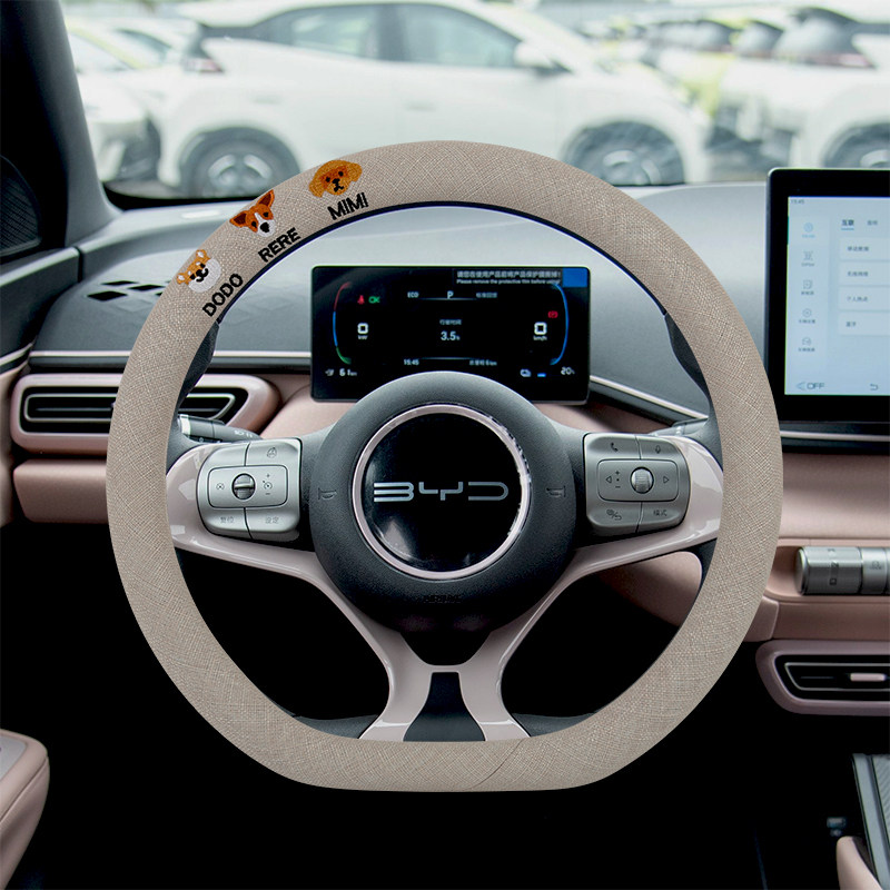 Byd Seagull Dolphin Han Ev Yuan Plus Qin Plus Dmi Tang Seal Song Pro Linen Steering Wheel Cover for All Seasons