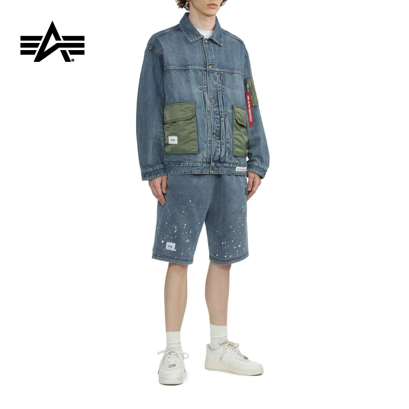 Мужские спортивные шорты Alpha Industries American Splash-Ink loose shorts summer