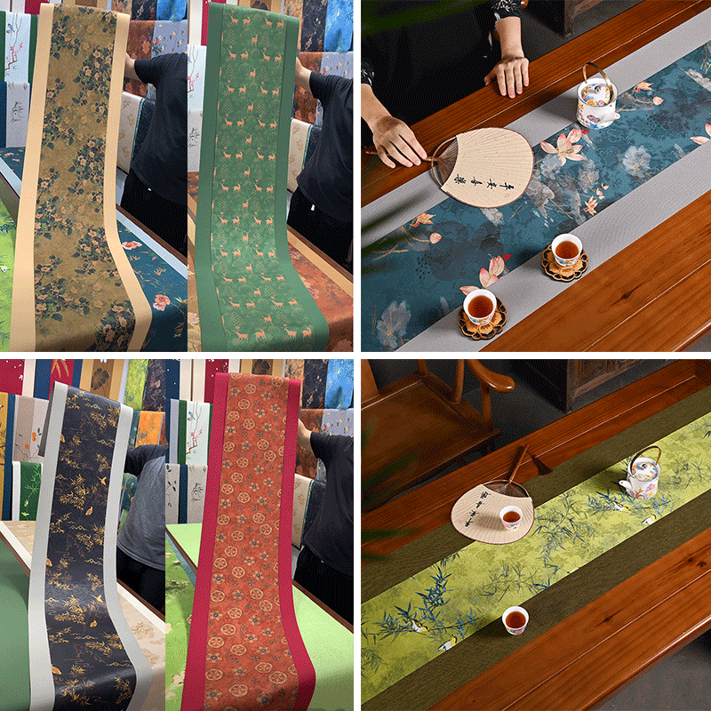 Ribbed Tea Flag, Fragrant Cloud Yarn Tea Cloth Table Runner, Tea Mat, Waterproof and Heat-Resistant, New Chinese Style Zen High-End Tea Table Cloth