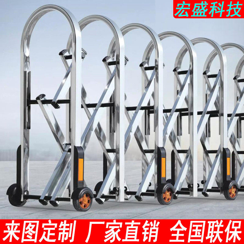 Stainless steel telescopic door Manual Ramen Manual Ramen Push Barricade Factory Doorway Factory Aluminum Alloy Gate