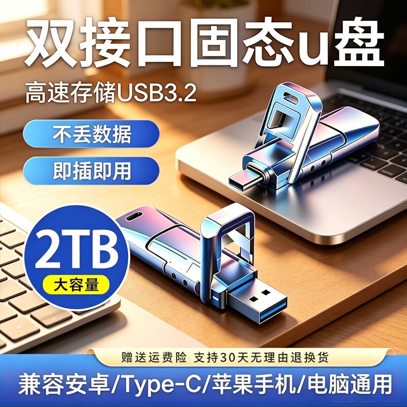 Genuine Solid-State USB Flash Drive Type-C Android Mobile Phone and Computer Dual-Interface Large-Capacity Usb3.2 High-Speed Transmission USB Flash Drive Genuine Solid-State USB Flash Drive Type-C Android Mobile Phone and Computer Dual-Interface Large-Capacity Usb3.2 High-Speed Transmission USB Flash Drive