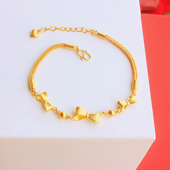 Vietnamese sand gold bracelet, romantic and sweet bow, versatile and non-fading gold bracelet, gift for girlfriend and best friend