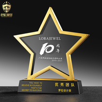 Creative Metal Five-pointed Star Crystal Trophy Brand Custom Creative Medal Custom Annual Meeting Awards Outstanding Staff Trophy