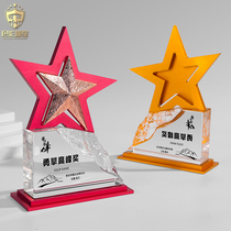 New gold silver and copper metal trophy custom crystal creative custom lettering champion runner-up team award souvenir