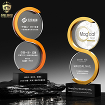 High-grade metal crystal trophy creative trophy custom-made license enterprise annual meeting award souvenir custom-made