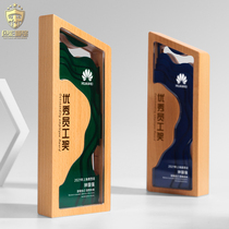 Solid wood trophy custom creative crystal lettering new high-end atmosphere honor medal staff award team commemoration