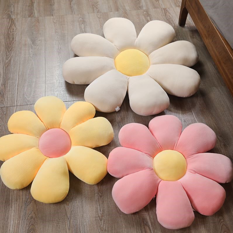 Net Red Fresh Cute Little Daisy Flowers Hug Pillow Sunflower Cushion Office Chair Cushion Waist Leaning Against Pillow Floating Window Cushion Woman