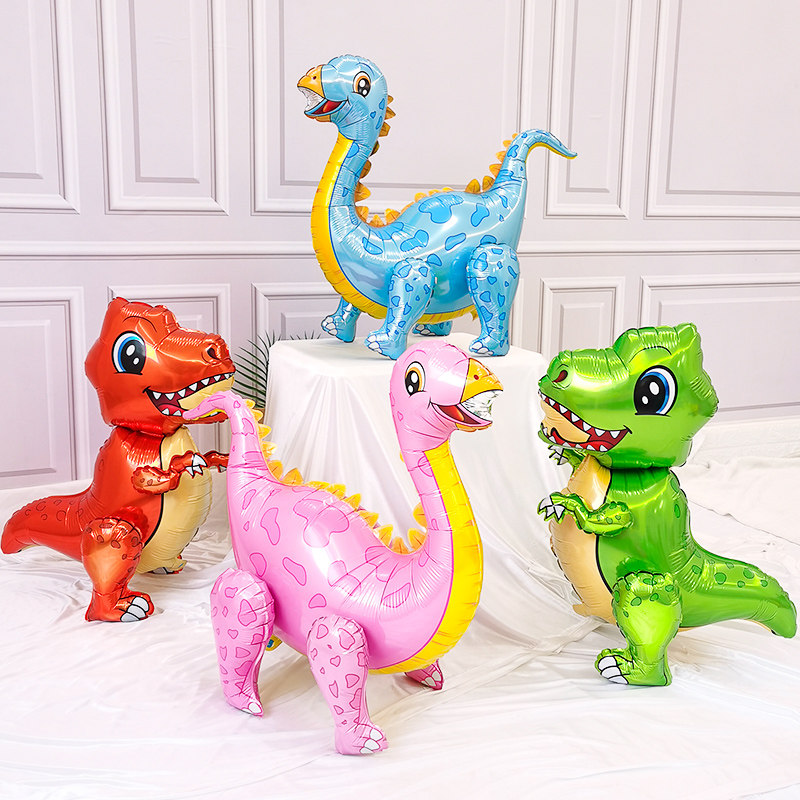 Solid Dinosaur Aluminum Film Balloon Children Birthday Decoration Cartoon Animal Themed Baby Party Steam Ball Scene Arrangement