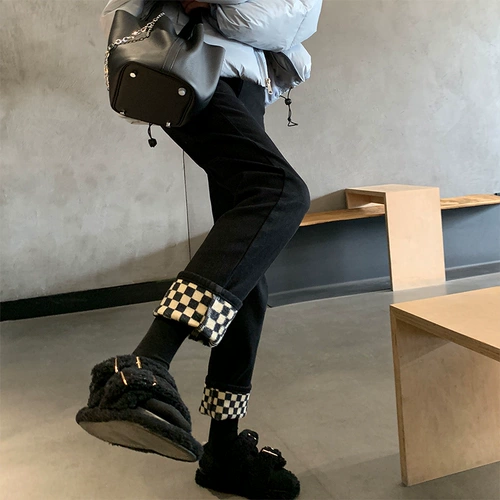 Прямые свободные джинсы, черные штаны, коллекция 2023, для формы тела «груша», большой размер, высокая талия