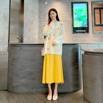Pregnant women autumn chiffon dress fashion set out 2021 Spring and Autumn New Personality two-piece Hot Mom