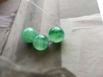 Live broadcast of Myanmar natural jadeite A ice species Zhengyang green beads high ice floating flowers hand string drum beads spicy green road pass