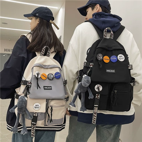Ранец, вместительный и большой универсальный рюкзак, модная трендовая брендовая сумка через плечо, в корейском стиле, подходит для подростков, подходит для студента, для средней школы