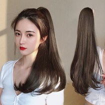 Grip Clip Type Inner Buckle Mesh Red High Horsetail Wig Woman Microroll Strap False Pony Tail Can Be Zagle Hair Braid Wig Sheet