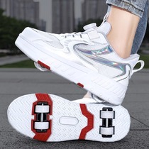 Pull back boys heelys shoes 202 spring and autumn new childrens roller shoes breathable boys middle and large childrens sports skating shoes