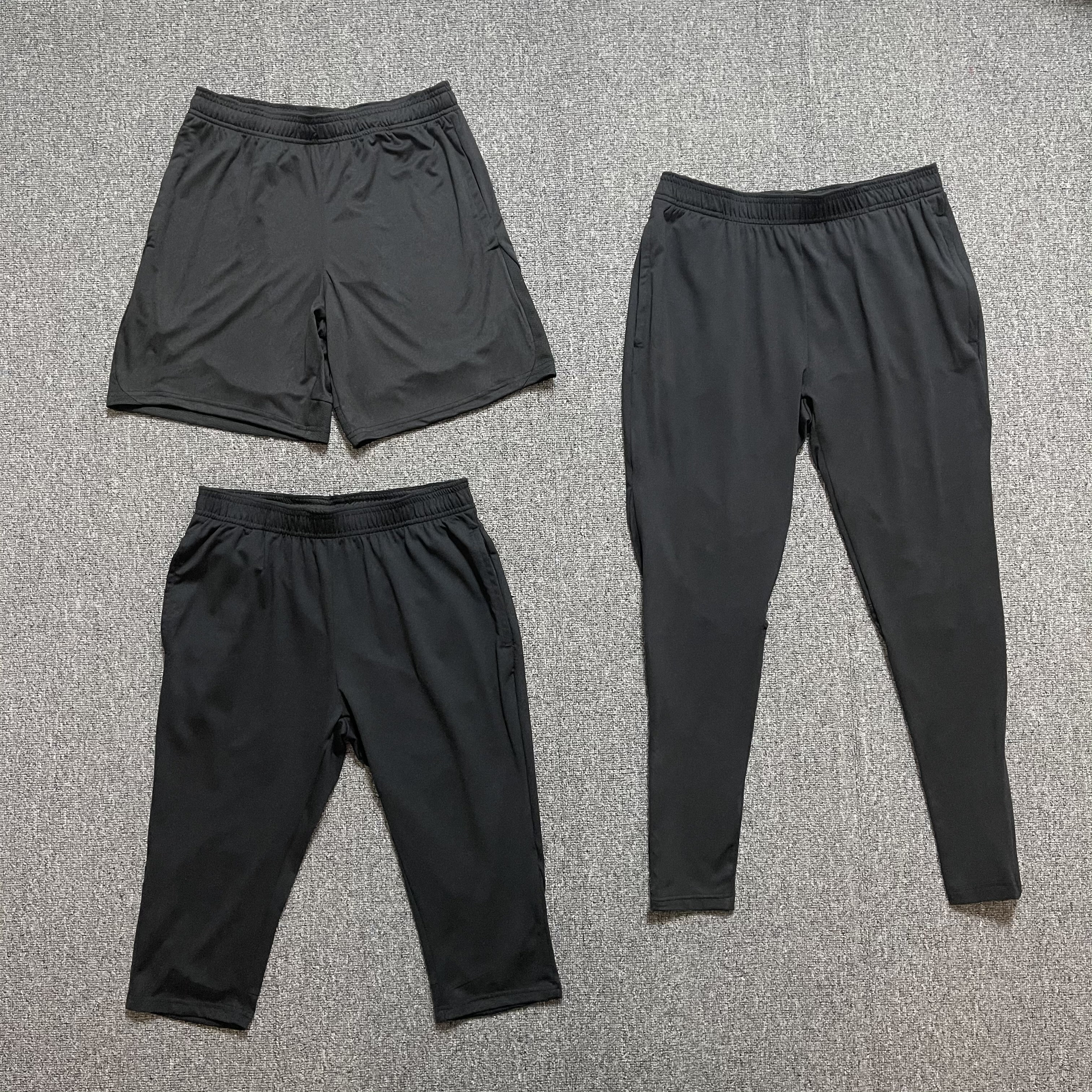 中国スーパーリーグのサッカートレーニングパンツ、選手スタイル、スポーツ、ブラック、グレー、ストレッチニットパンツ、テーパードパンツ、ショートパンツ、クロップドパンツ