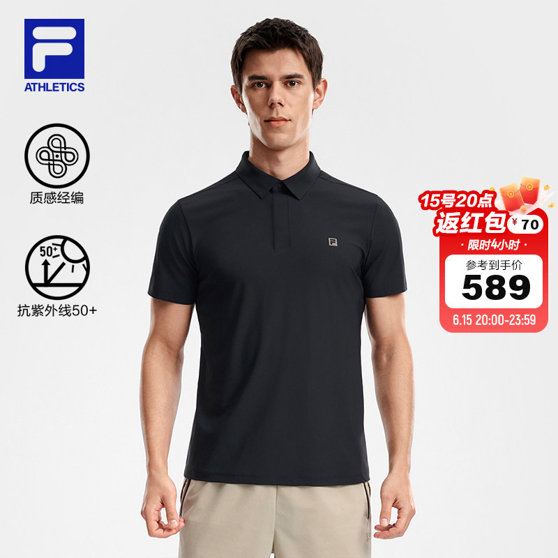 Fila Official Men's Knitted Short-Sleeved Polo Shirt 2026 Summer New Fitness Sports Sun Protection Top