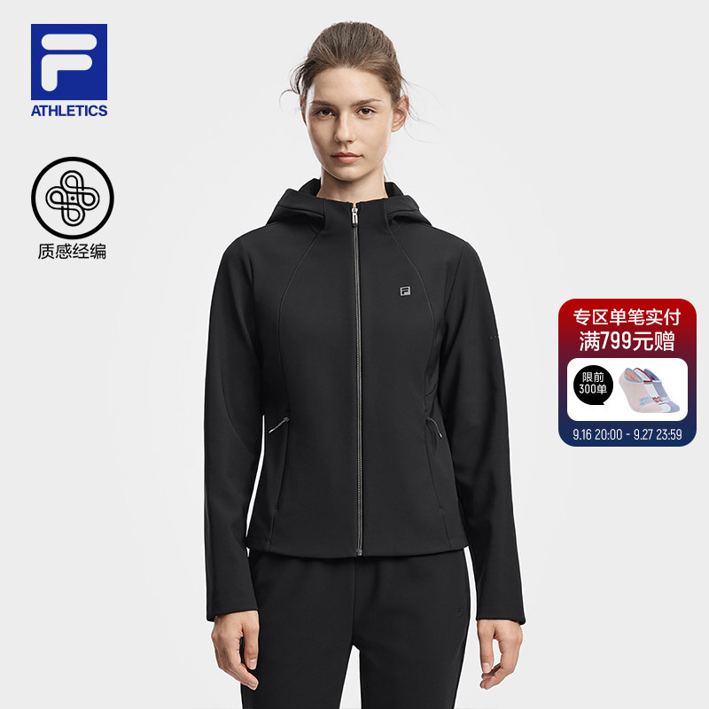 Fila Official Women's Knitted Long-Sleeved Jacket 2026 Winter New Fitness Sports Simple Hooded Top