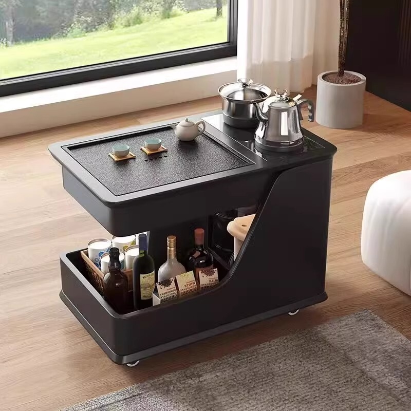 Movable Tea Table with Kettle for Brewing Tea, Integrated Sofa Side Tea Cabinet, Side Table, Coffee Table, Living Room Balcony Small Tea Table Movable Tea Table with Kettle for Brewing Tea, Integrated Sofa Side Tea Cabinet, Side Table, Coffee Table, Living Room Balcony Small Tea Table