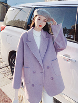 Purple suit woolen coat womens short autumn and winter new 2022 Korean style loose temperament gentle wind woolen coat