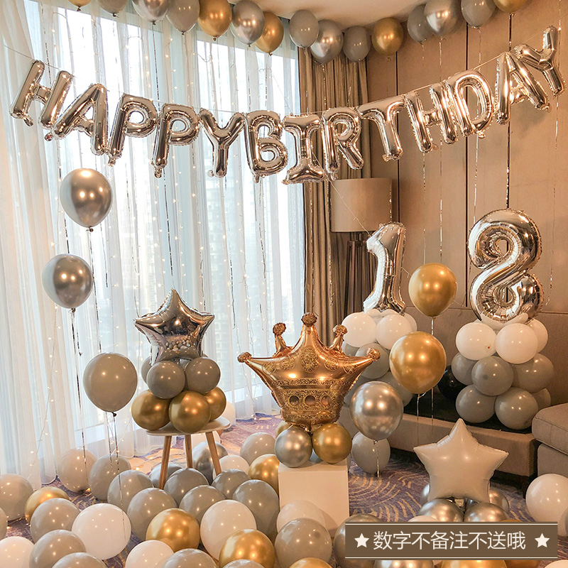 Balloon birthday decoration scene layout goddess party scene layout surprise girl boy background wall net red props