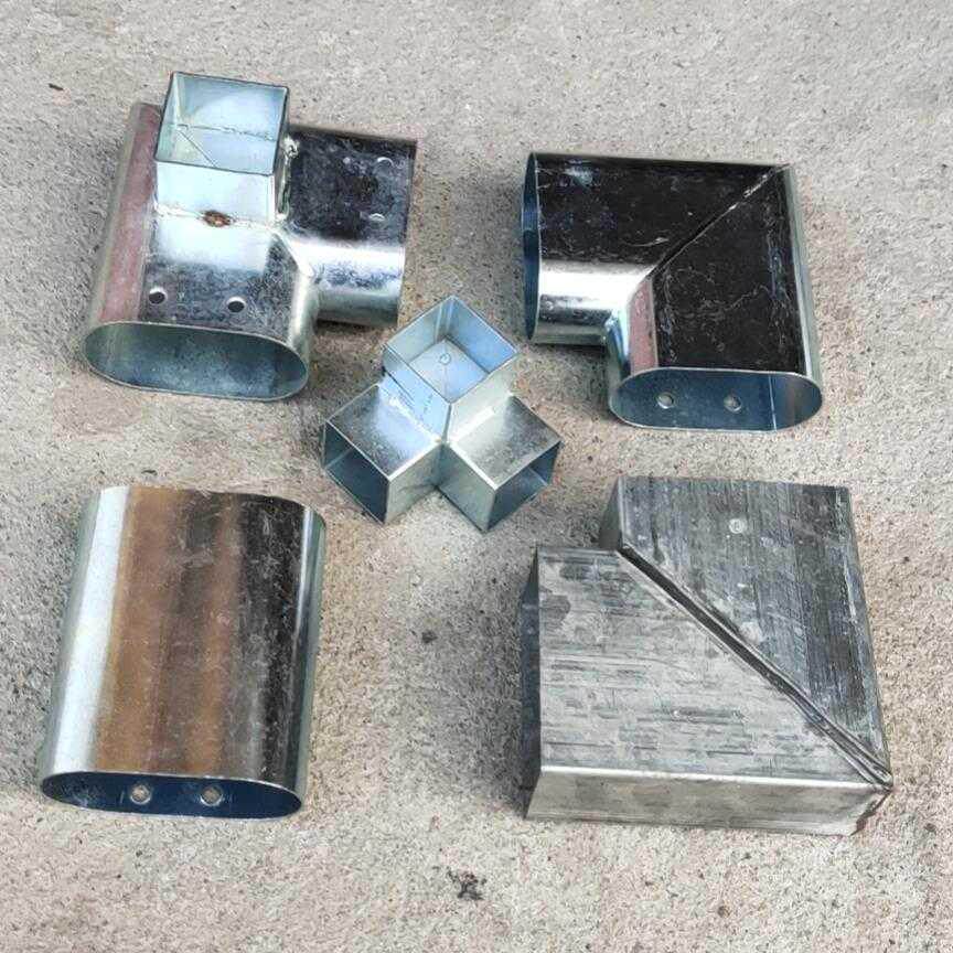 Zinc steel guardrails Iron art accessories square pipe Two-way elbow tee connector T-shape straight through oval iron bar Angle