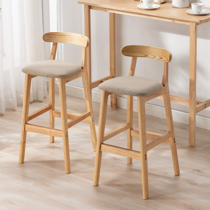 Solid wood bar stool modern minimalist high stool home back bar stool Nordic bar chair milk tea shop front desk chair