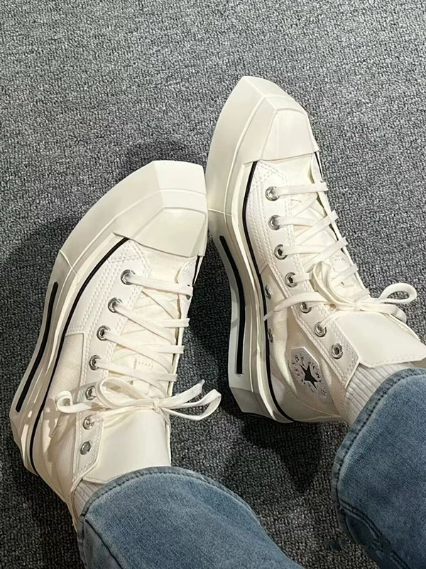 All Star геометрическая резка черно-белые толстые подошвы высокие кеды с завязками угловатые авангардные кроссовки A06435 A06436
