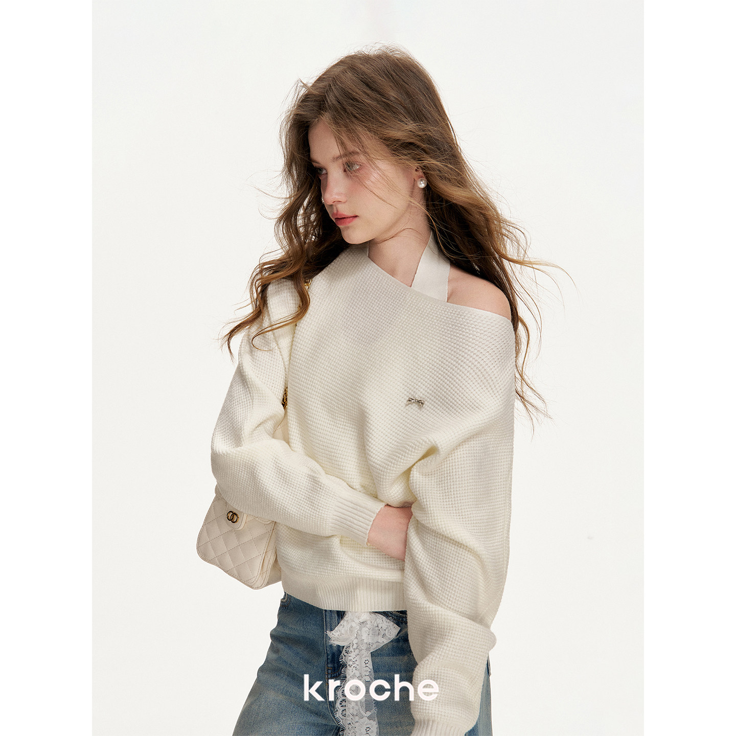 KROCHE アシンメトリー ホルターネック ニット KTS8034