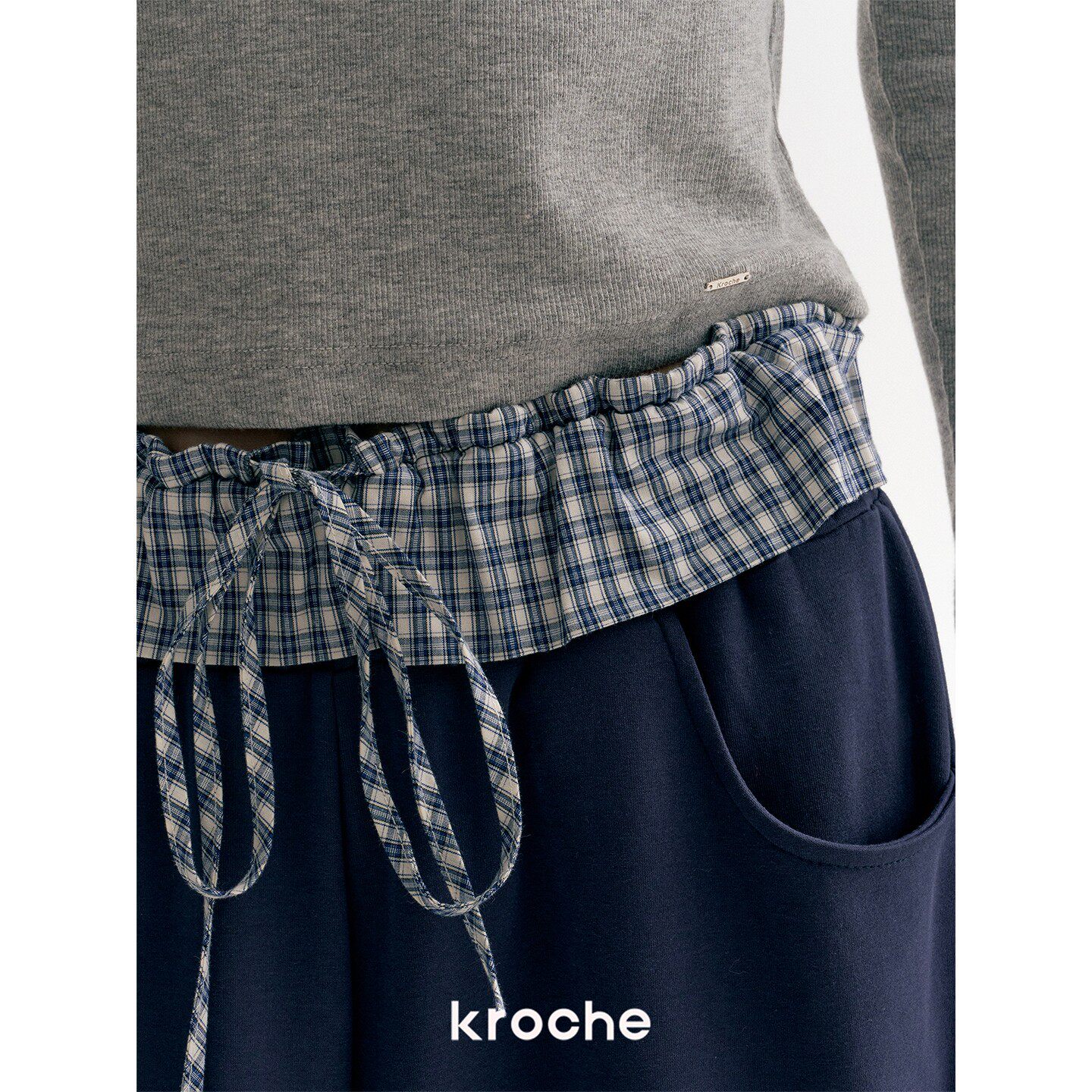 KROCHE チェック 配色 ワイド パンツ KL8010